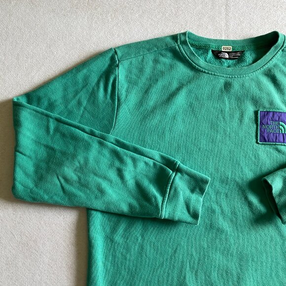 The North Face Sweatshirt Mens M Green Long Sleeve Fleece Logo Pullover - Picture 6 of 10